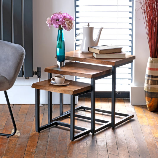 Nest of Tables Acacia Wood Live Edge