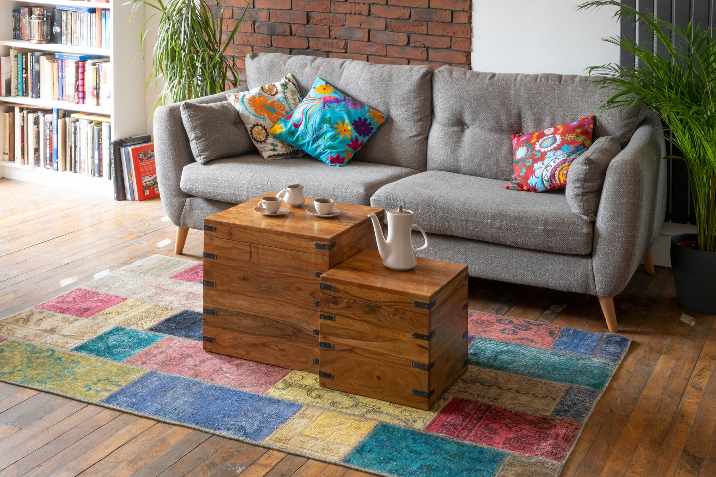 Classic Acacia wood set two Nesting Chests